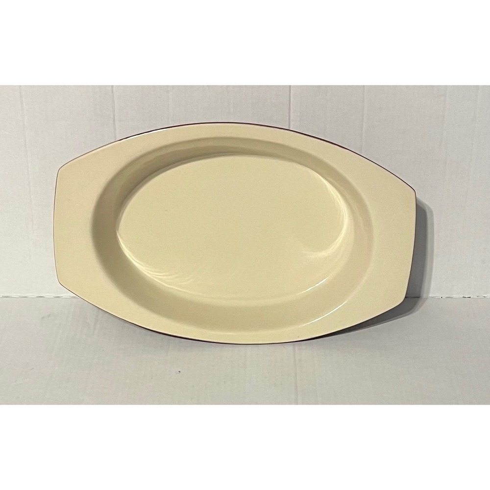 KitchenAid 2 Quart Oval Casserole Baking Dish Cream Interior Burgundy Exterior